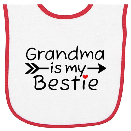 Inktastic Grandma Is My Bestie Baby Terry Cloth Bib with Contrast Trim