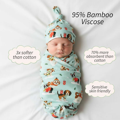 The Plush Club Viscose from Bamboo Swaddle Blankets Puppy Love Blue