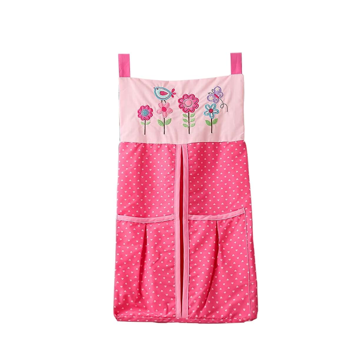 CribMATE 1 PC Pink Flower Owl Crib Diaper Bag, Crib Diaper Hanging Organizer Bag Baby Girl Gift Idea (Diaper Crib