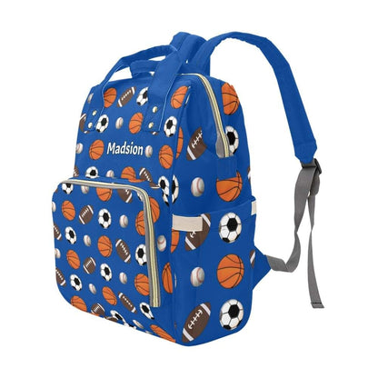 YallLocoMo Custom Diaper Bag Backpack Name Gift Sports Basketball Baseball Soccer Cute Versatile Travel Bag: Large (photo 3)