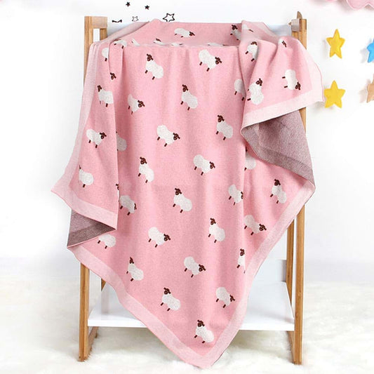 Kirmoo Baby Cute Sheep Blanket Knit Cotton Toddler Blanket