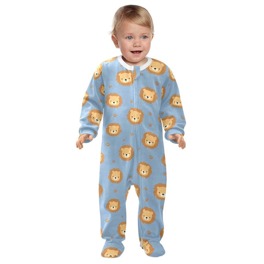 BabyOneStop Lion Print Organic Cotton Footie Pajamas