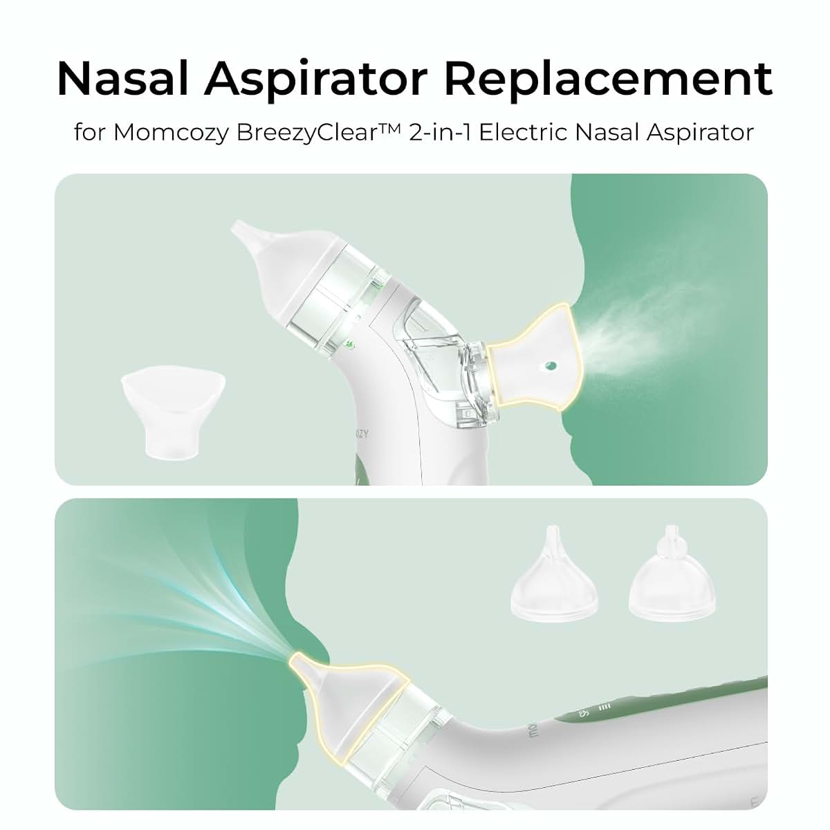Momcozy Nasal Aspirator Replacement Set With Two Nozzles And One Mask