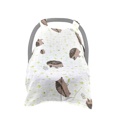 Yuhome Muslin Cotton Car Seat Canopy - Hedgehog Pattern