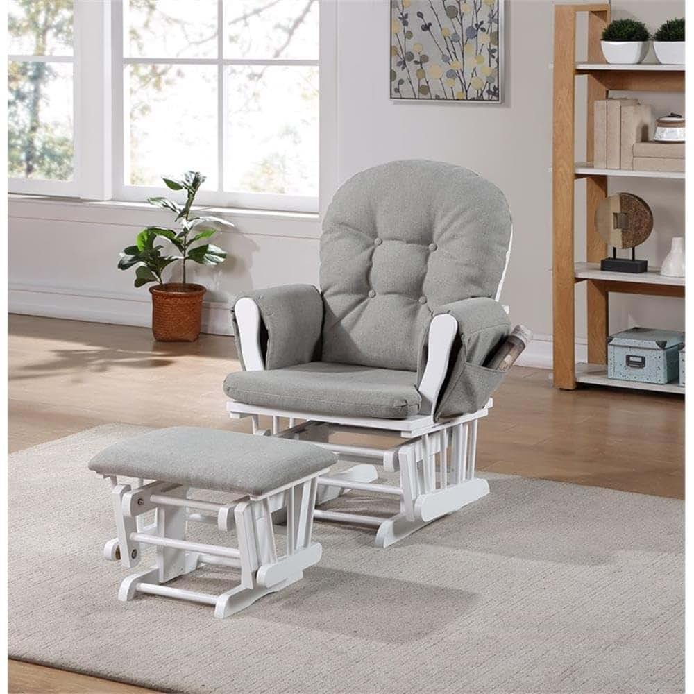 Suite Bebe Mason Glider & Ottoman, White/Oyster (photo 2)
