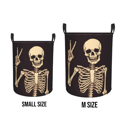 Foruidea Rock And Roll Skull Skeleton Laundry Hamper Storage Basket