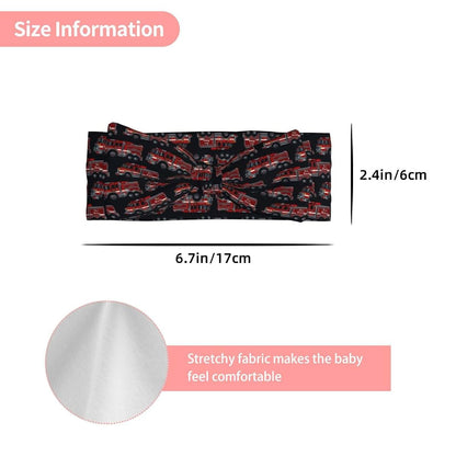 GVYGVY Cartoon Fire Truck Print Baby Girl Bows and Headbands, 6-12 Months, Black