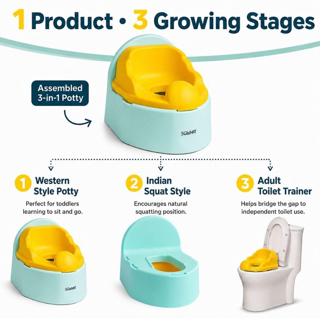 SQWHAT 3-in-1 Toddler Potty Training Chair & Toilet Seat Adapter - Yellow (photo 3)