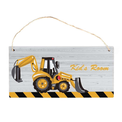 SUQINFA Custom Cute Tractor Backhoe Loader Kids Room Sign Personalized Door Sign