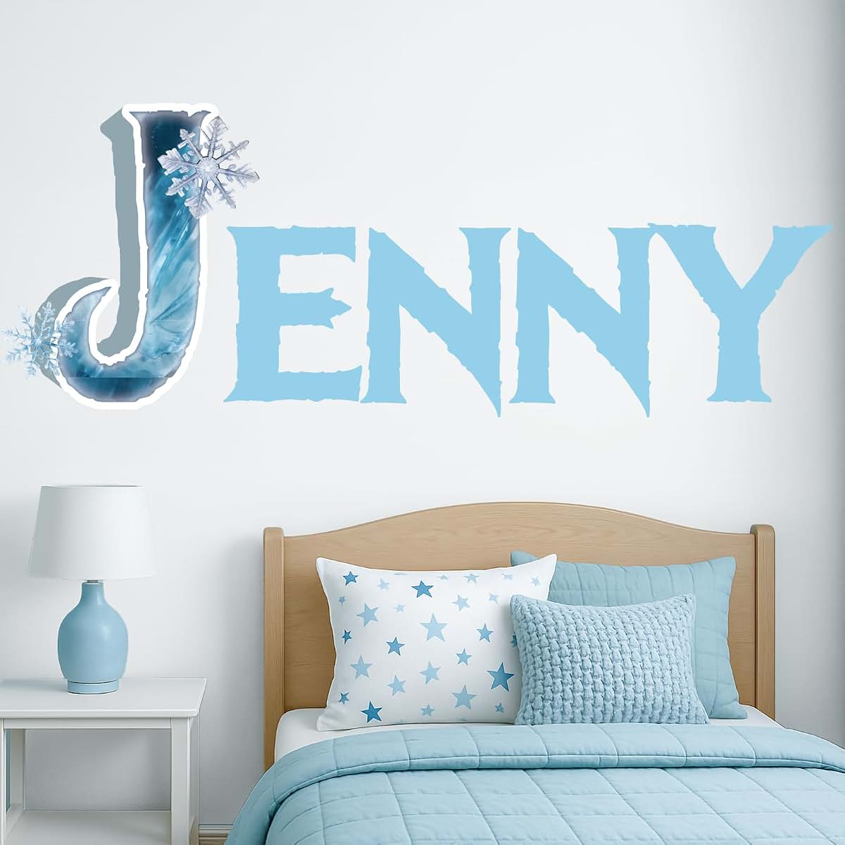AdesiivoStudio Custom Ice Princess Name Wall Decal – Personalized Snowy Letters