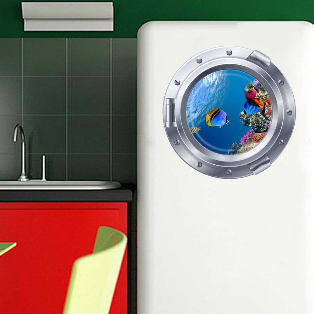 Woodland Arts 3D Undersea Tropical Fish Porthole Wall Decal