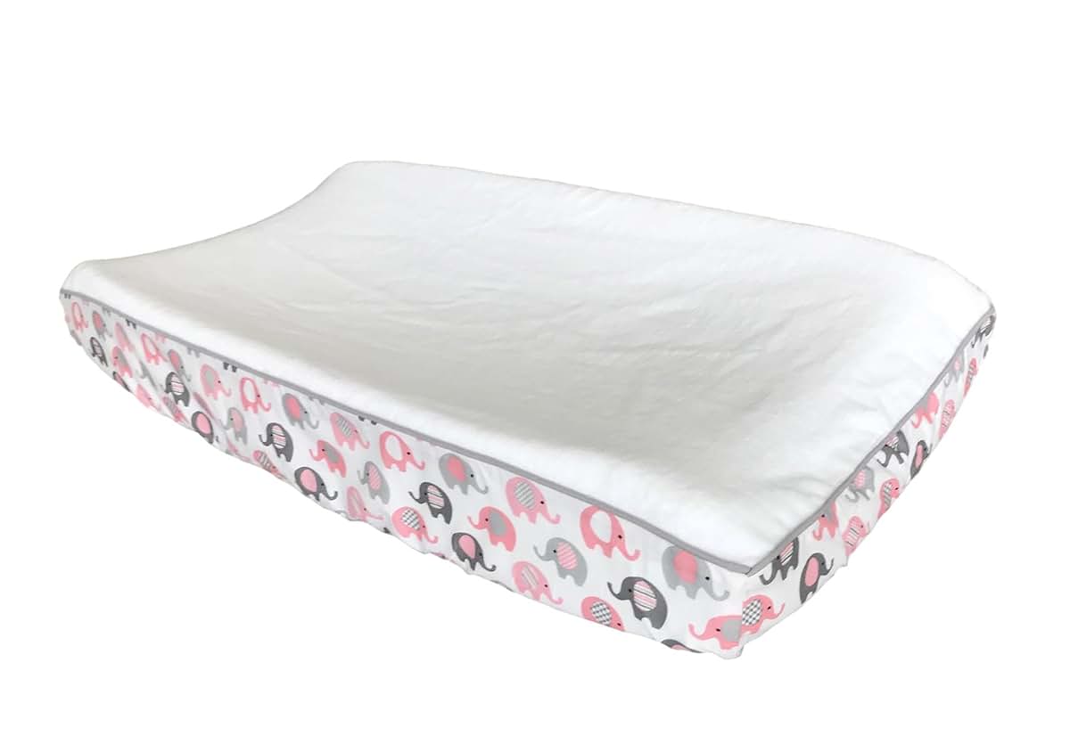 effe bebe Vera Elephant 100% Cotton Velour Baby Changing Pad Cover (Petal Grey)