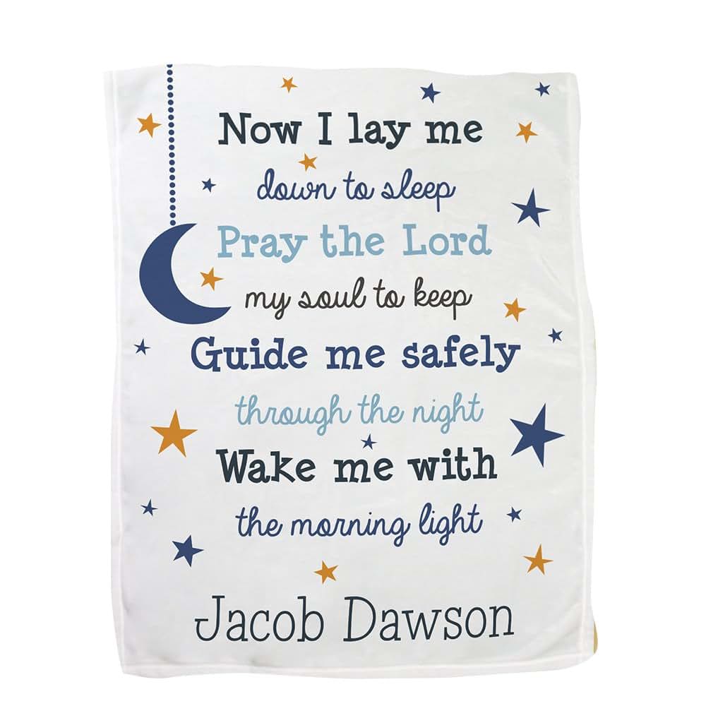 GiftsForYouNow Now I Lay Me Down to Sleep Personalized Fleece Prayer Baby Blanket, 30 x 40 Inches
