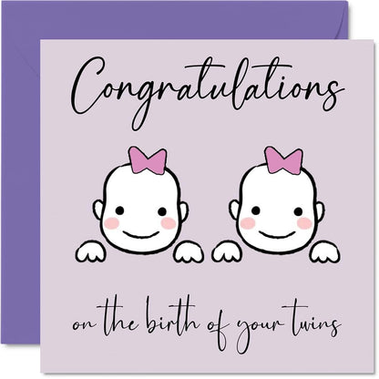 Stuff4 New Baby Card Twins, Girl/Girl