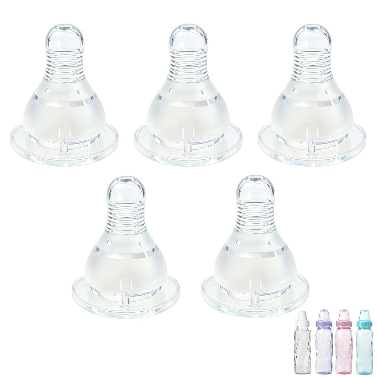 Honeykin Replacement Nipples Compatible with Evenflo Feeding Classic Tinted Plastic Standard Neck and Classic Glass