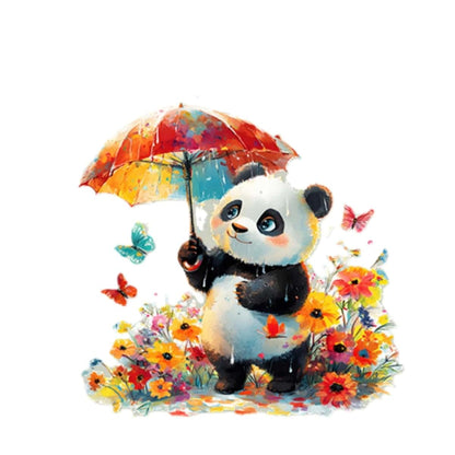Achang Watercolor Panda Wall Decals With Umbrella And Flowers