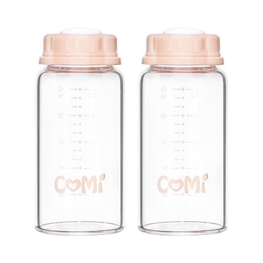 COMI Natural Glass Baby Bottle,Standard Neck Breastmilk Storage Bottle for Fridge,Breast Milk Container,Breast Pump