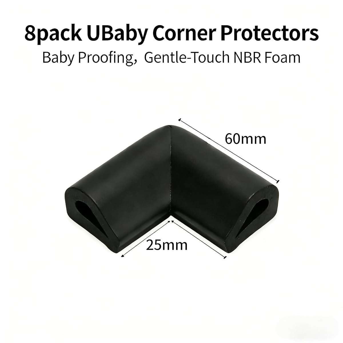 Wetco 8 Pack Black Corner Protector for Baby, NBR Foam U-Shaped Furniture Edge Guards