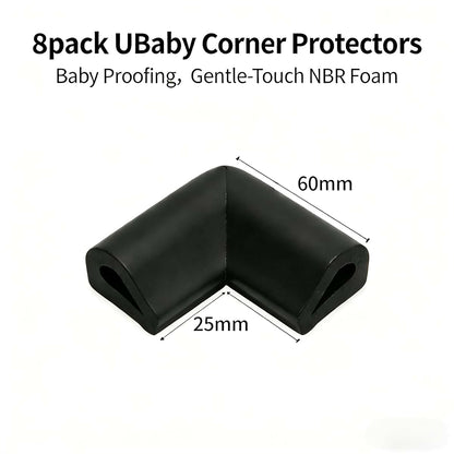 Wetco 8 Pack Black Corner Protector for Baby, NBR Foam U-Shaped Furniture Edge Guards