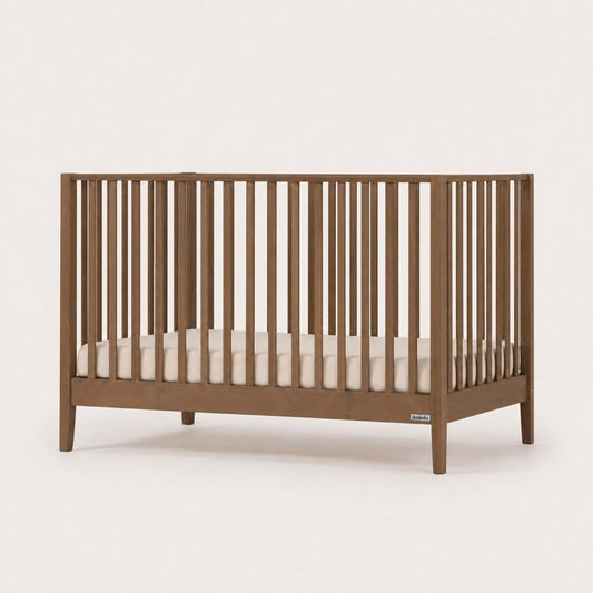 dadada Baby LaLa 3-in-1 Convertible Wood Crib Bed, Made in Italy, Walnut