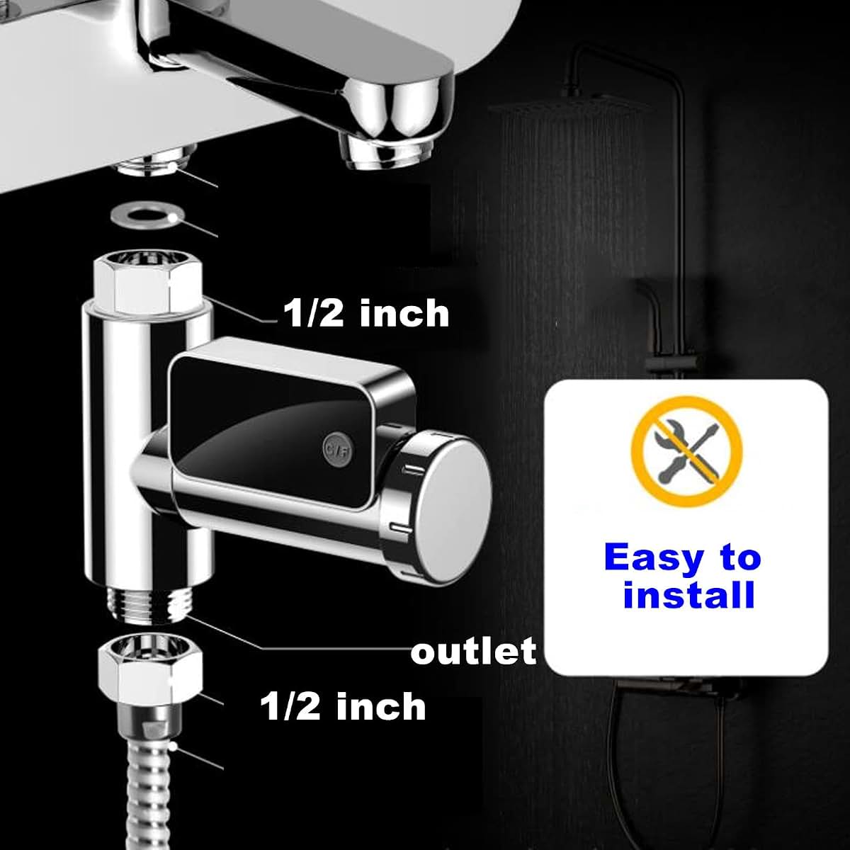 Vikye Digital Thermometer, LED Display Water Shower Thermometer