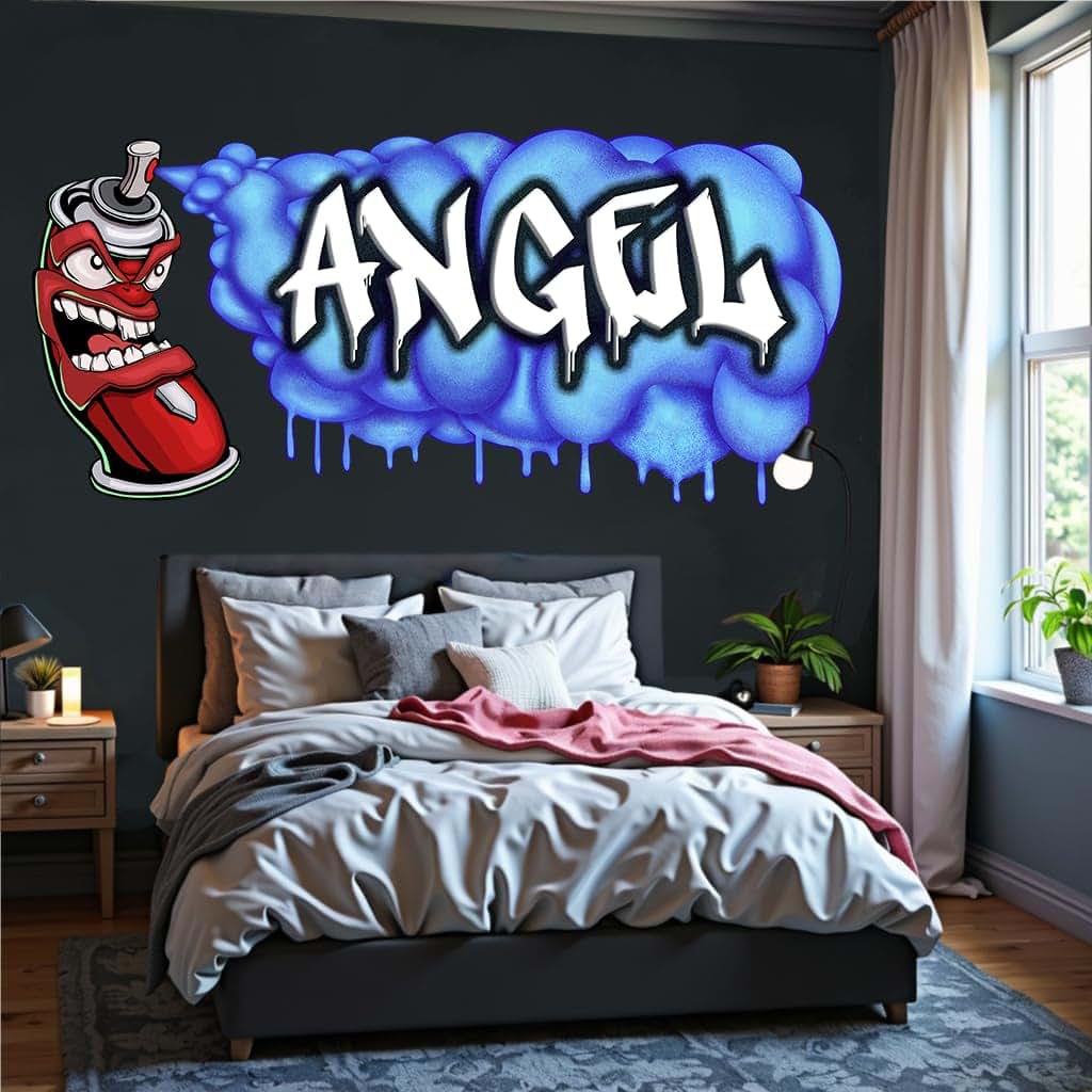 3BattySisters Custom Name Wall Decal – Personalized 3D Graffiti Vinyl Art Sticker, Removable Peel & Stick Mural for