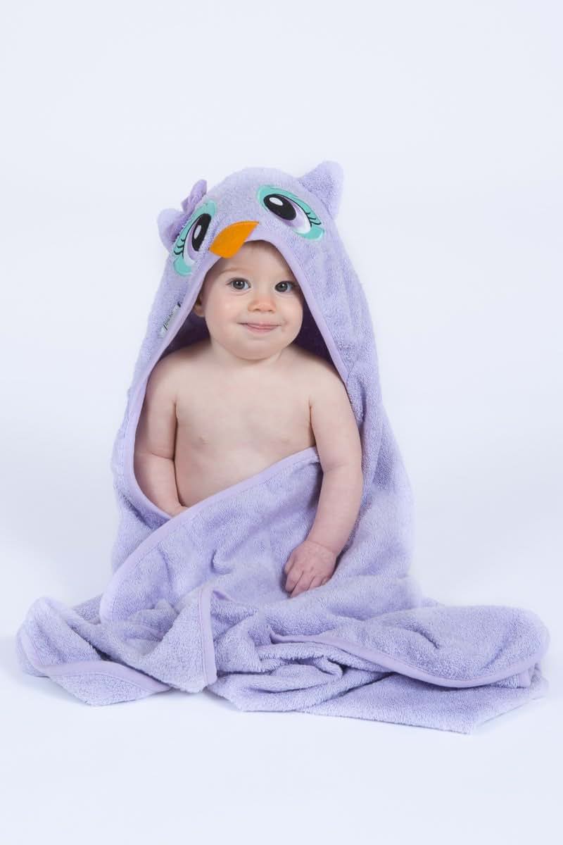 Frenchie Mini Couture Purple Owl Hooded Towel, Extra Large Cotton (photo 3)