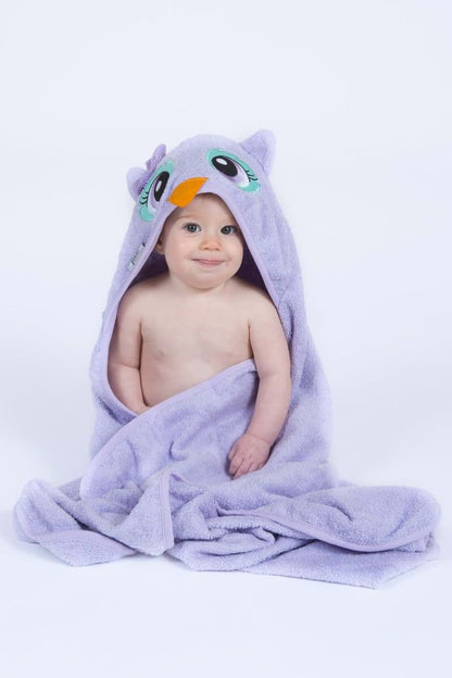 Frenchie Mini Couture Purple Owl Hooded Towel, Extra Large Cotton (photo 3)