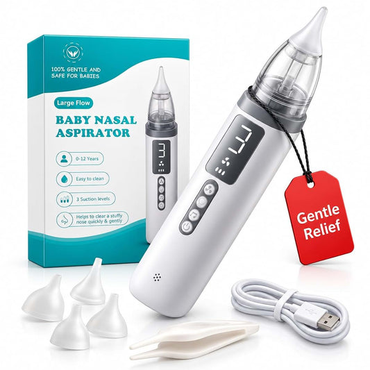 MASTRZ Electric Baby Nasal Aspirator Nose Sucker for Baby Nose Cleaner with 3 Adjustable Levels Soft Silicone Tips