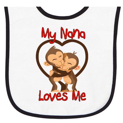 Inktastic My Nana Loves Me Monkey Baby Terry Cloth Bib