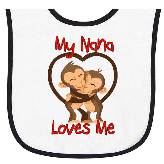 Inktastic My Nana Loves Me Monkey Baby Terry Cloth Bib