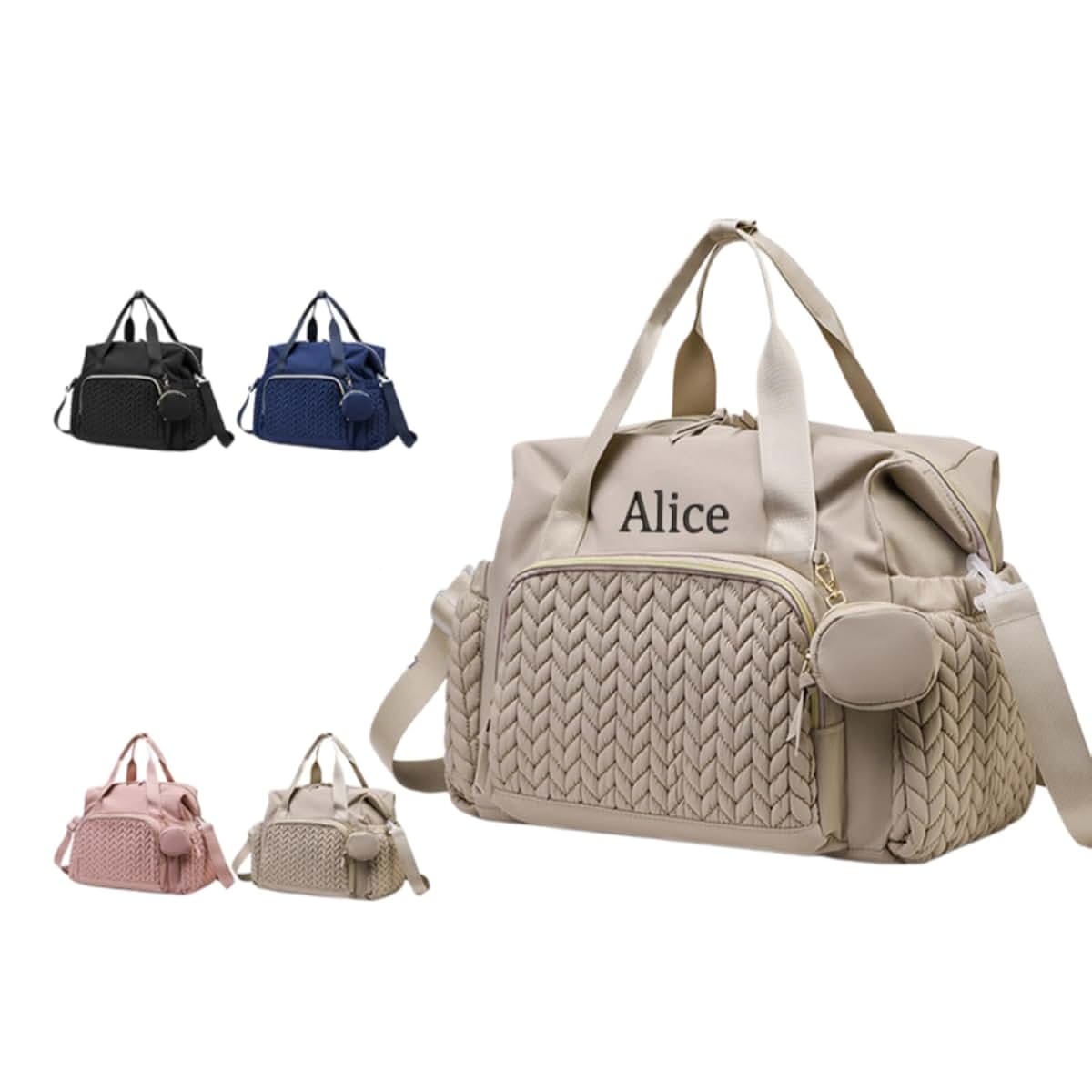 ECOVOYGGE Large Personalized Diaper Bag, Custom Embroidery Name Baby Bag, Multifunction Travel Maternity Bag,Gift for