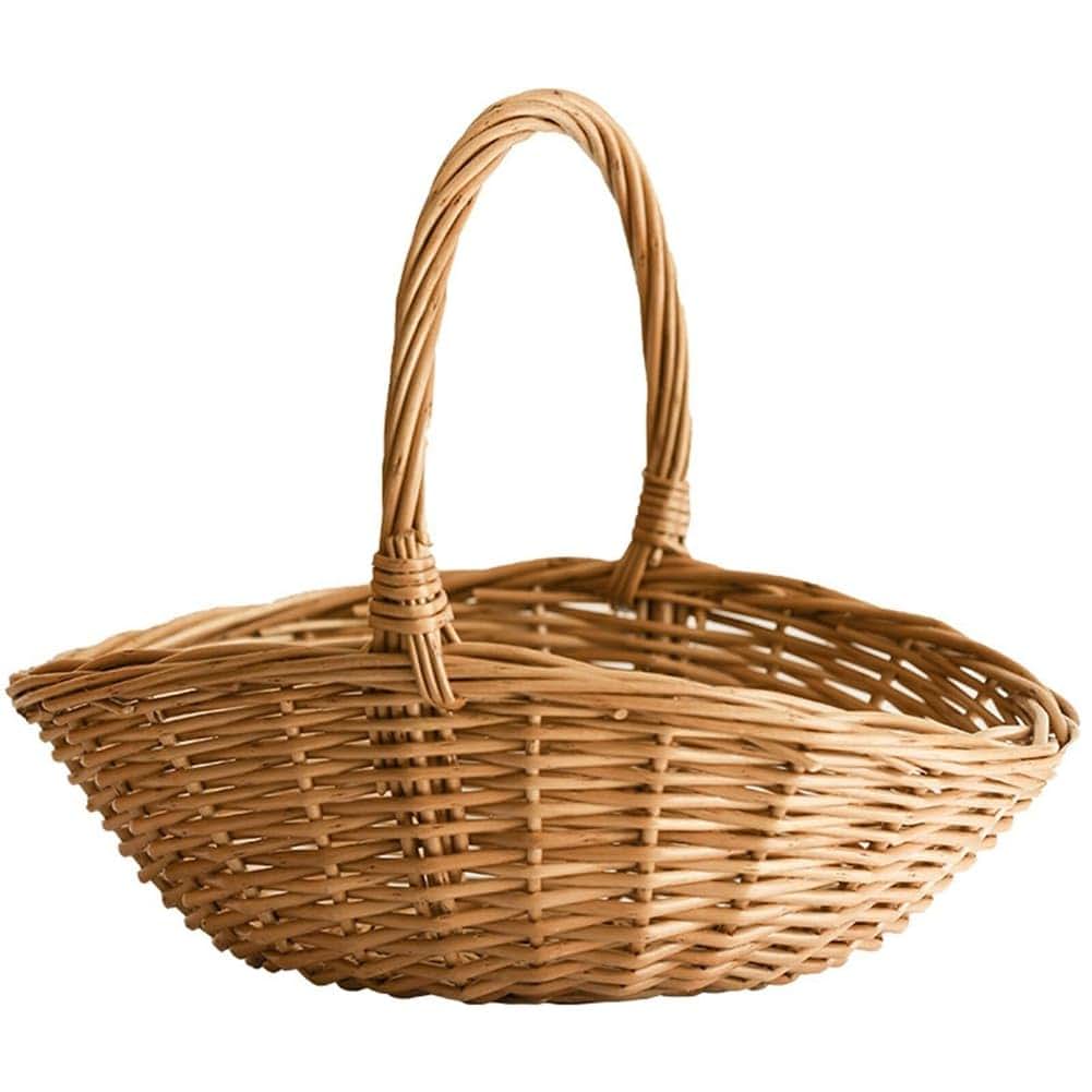 Grimmstr Wicker Shopping Basket Wicker Storage Basket with Handle, Gift Hamper Basket, Picnic Baskets, Kitchen Basket