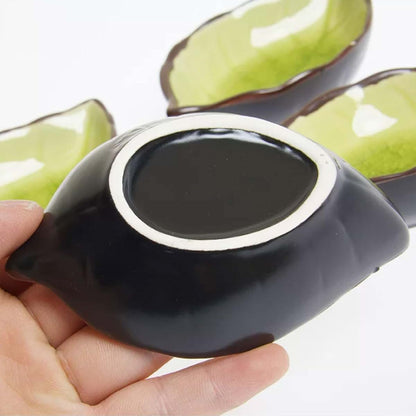 lstyty Montessori Leaf-Shaped Ceramic Dishes, Ice Crack Glaze Leaf Bowls, Small Serving Dishes Practical Life (photo 3)