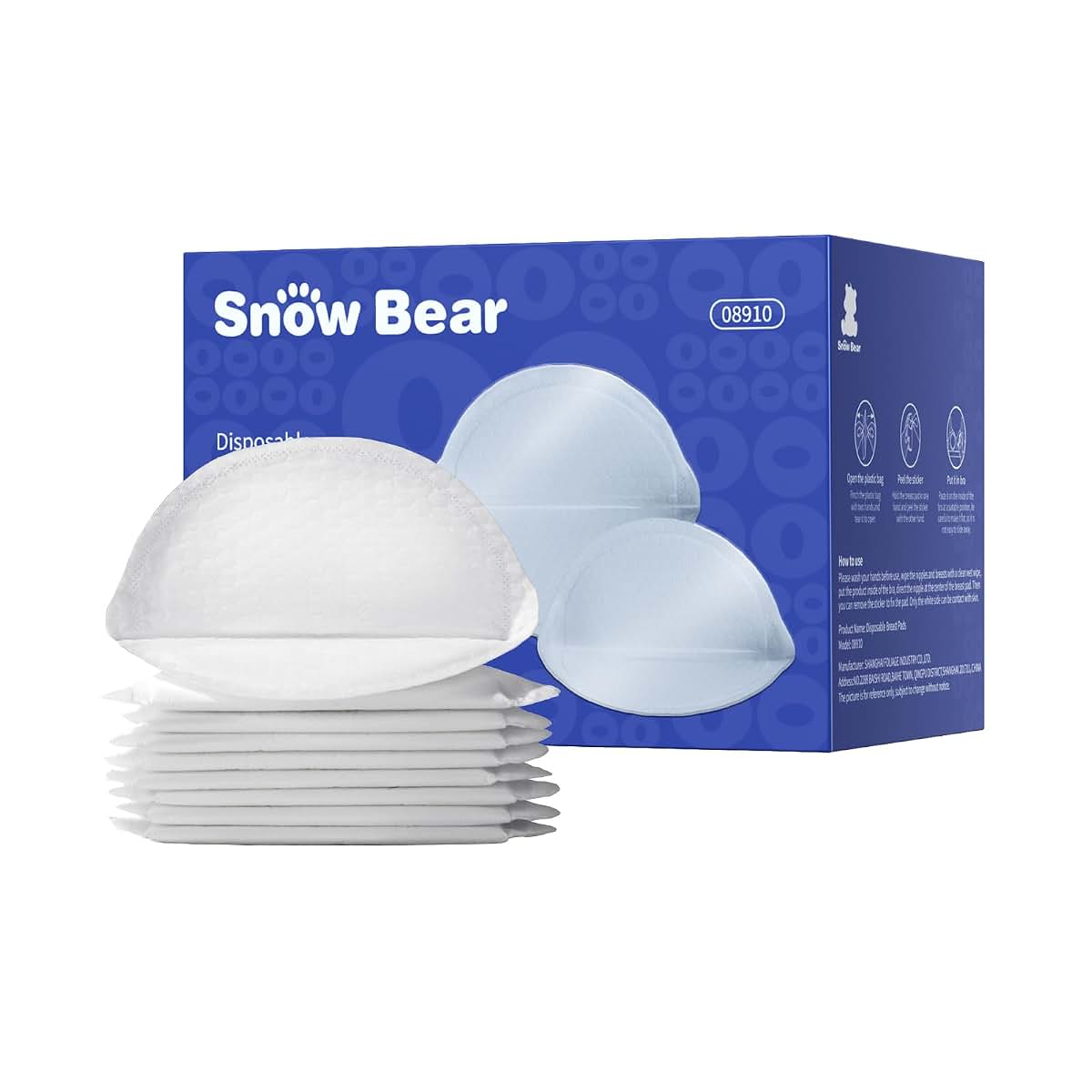 Snow Bear Ultra-Thin Disposable Nursing Pads, 100 Count with Adhesive Backing and Individually Wrapped