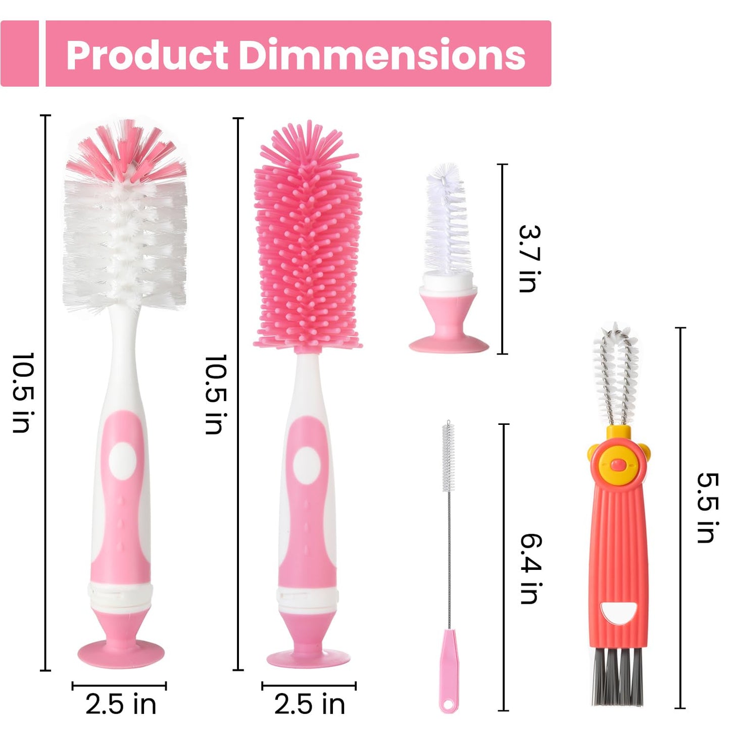 Ariseno 5-in-1 Baby Bottle Brush Set