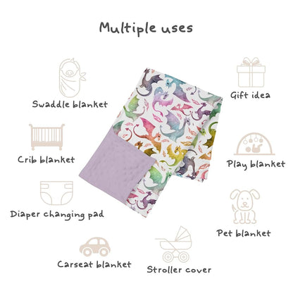 Tewrnvioc Purple Baby Blanket for Girls - Double Layer Minky Fleece Receiving Quilt