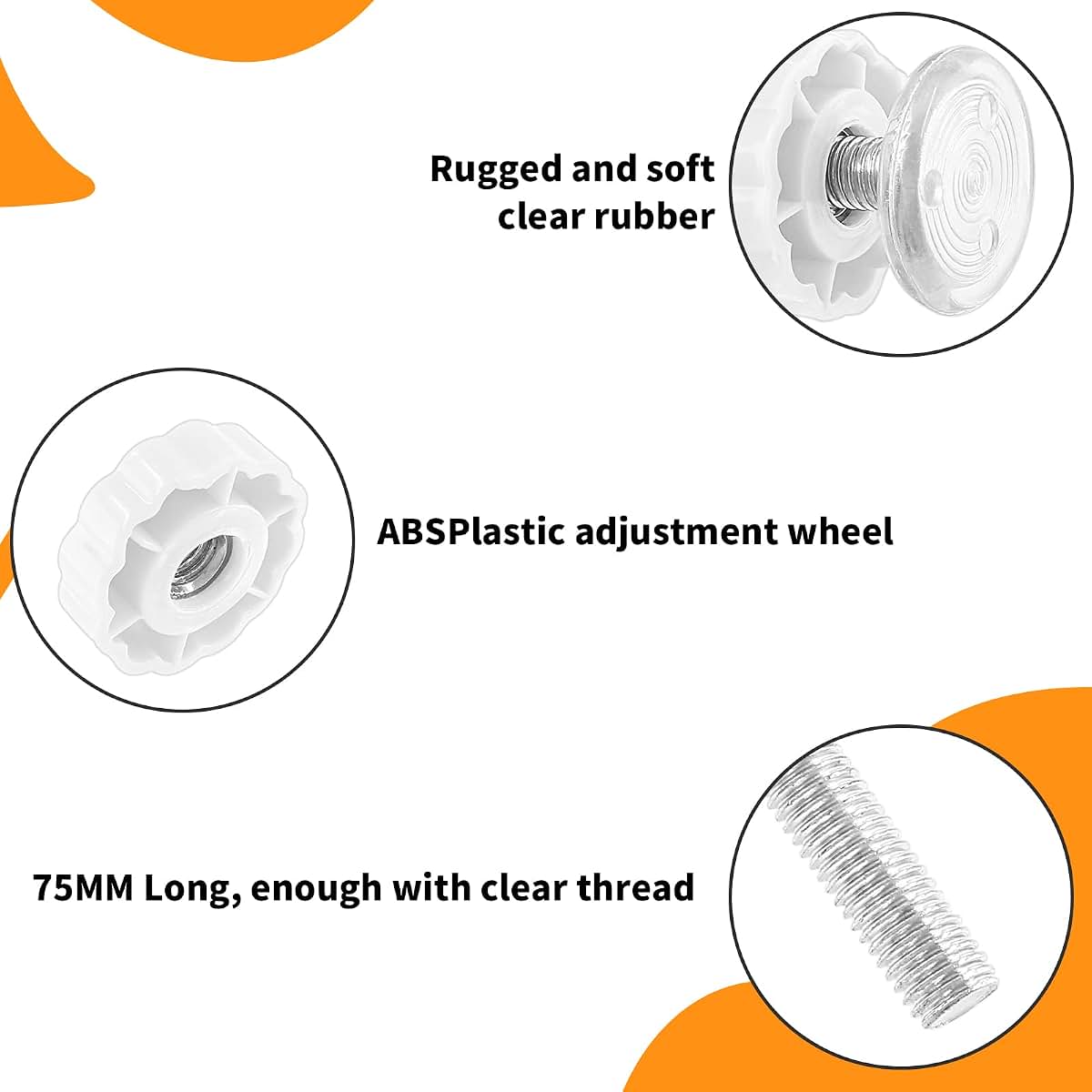 Unlorspy Baby Gate Threaded Spindle Rod M10 10mm 4 Pack Orange