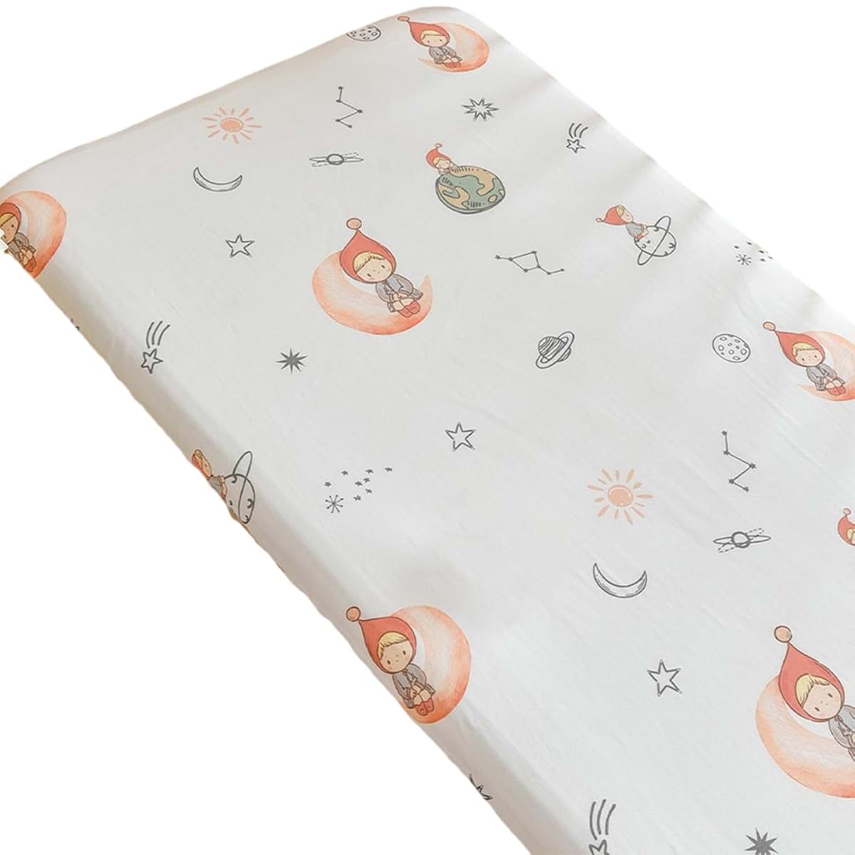 ZHENZQ Baby Bassinet Fitted Sheet Moon Girl
