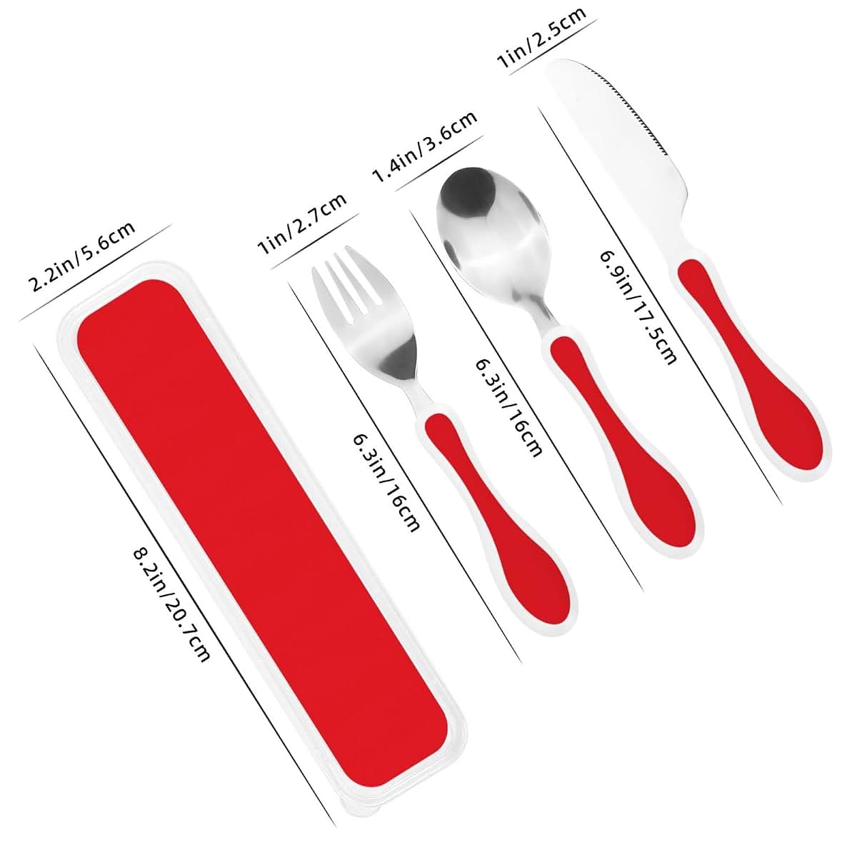 ZZYYDS Red Children's Three-Piece Knife, Fork, and Spoon Set with Outer Box