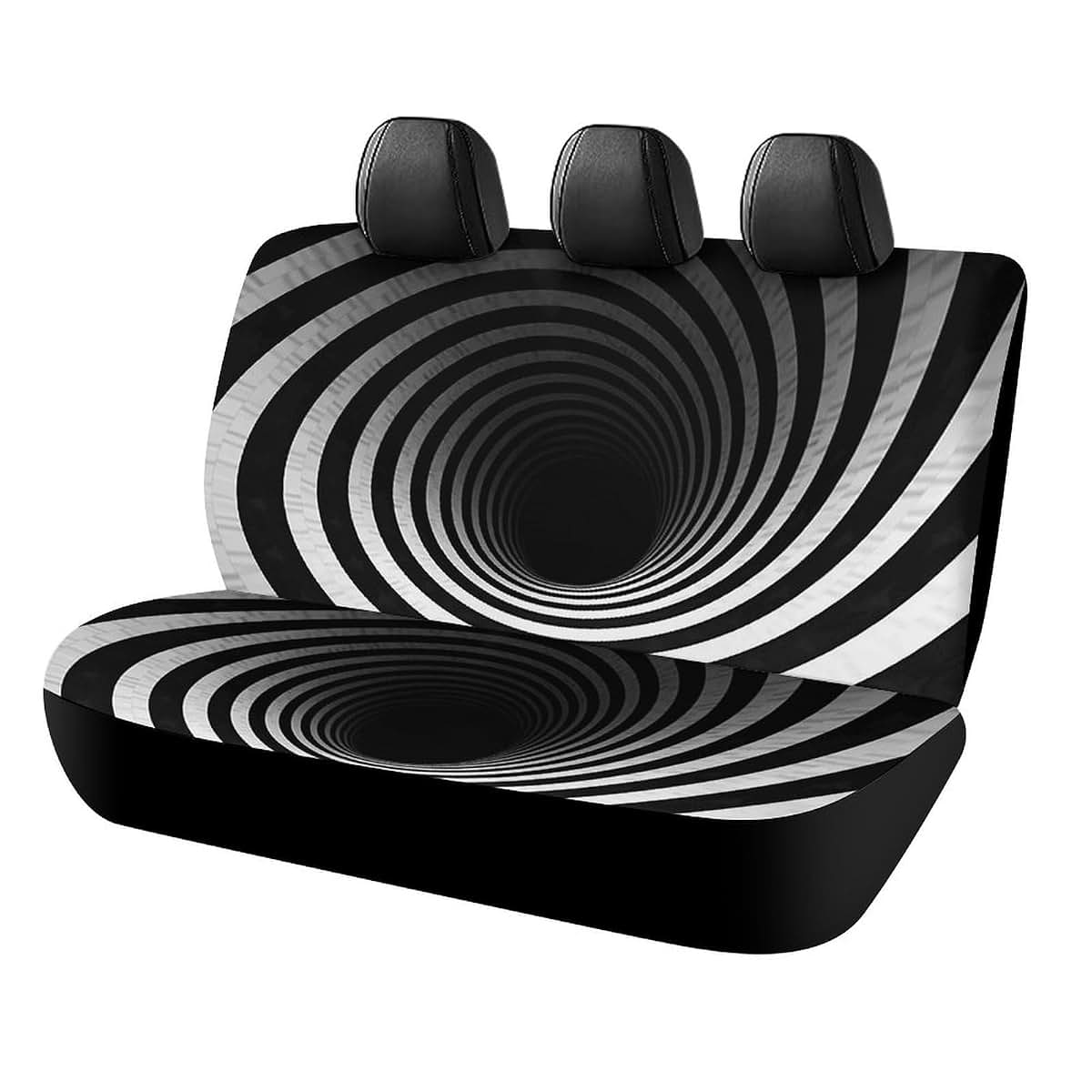 NWTRJ Black And White Spiral Tunnel Car Back Seat Cover Set, Universal Fit