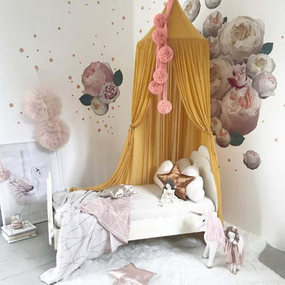Flower Ball Bed Decor Baby Hanging Canopy for Babies Crib Accessories Wall Pendant Decoration for Kids Room (Pink)
