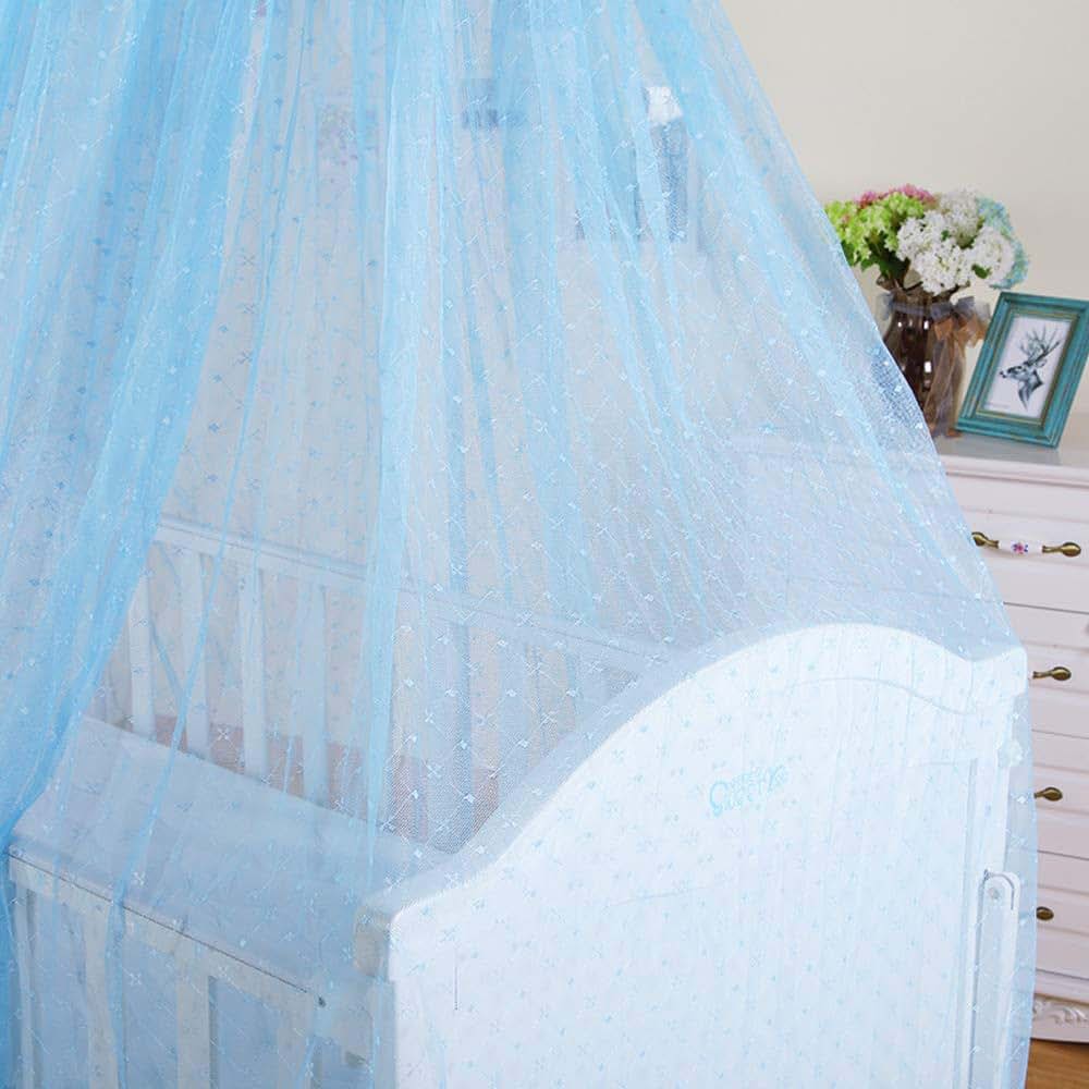 RuiHome Baby Crib Bed Mosquito Net Blue Palace-Style Dome Netting Curtain