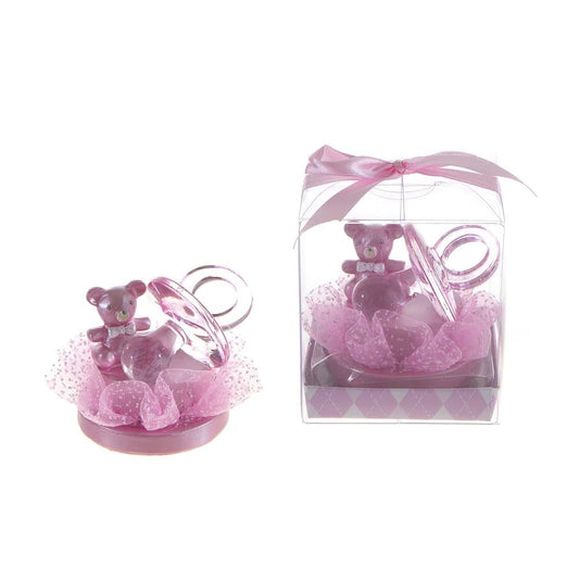 Lunaura Baby Keepsake Set of 12 Pink Pacifier and Teddy Bear Favors
