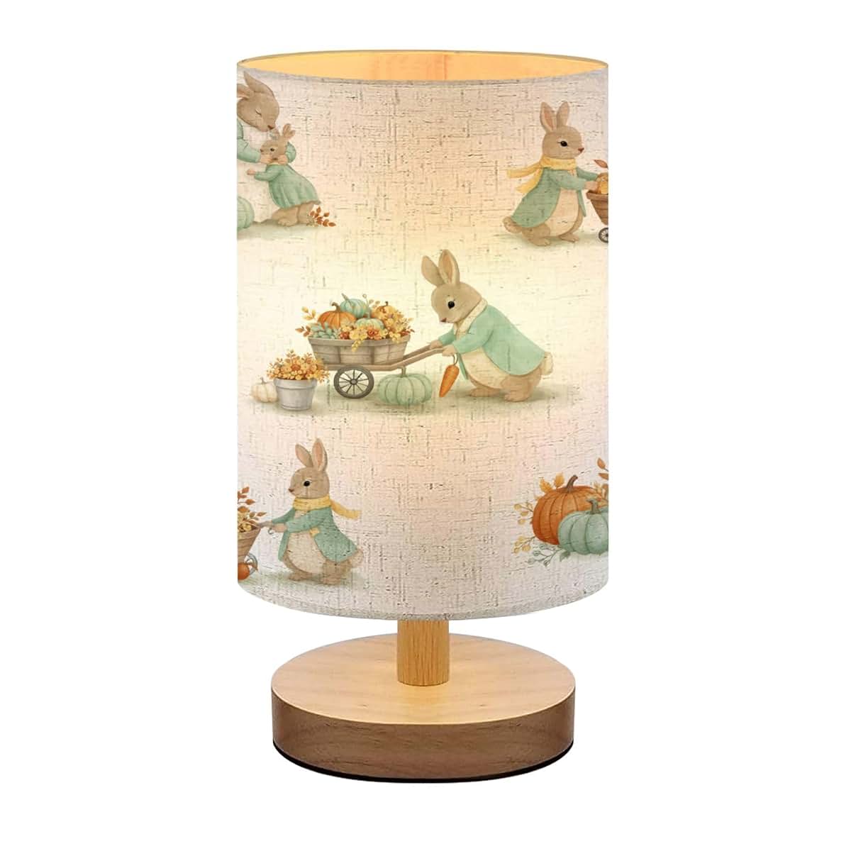 AURFIAIUOP Bedside Lamp for Bedroom Childrens Illustrations Rabbit Autumn Pattern Nursery Small Lamp