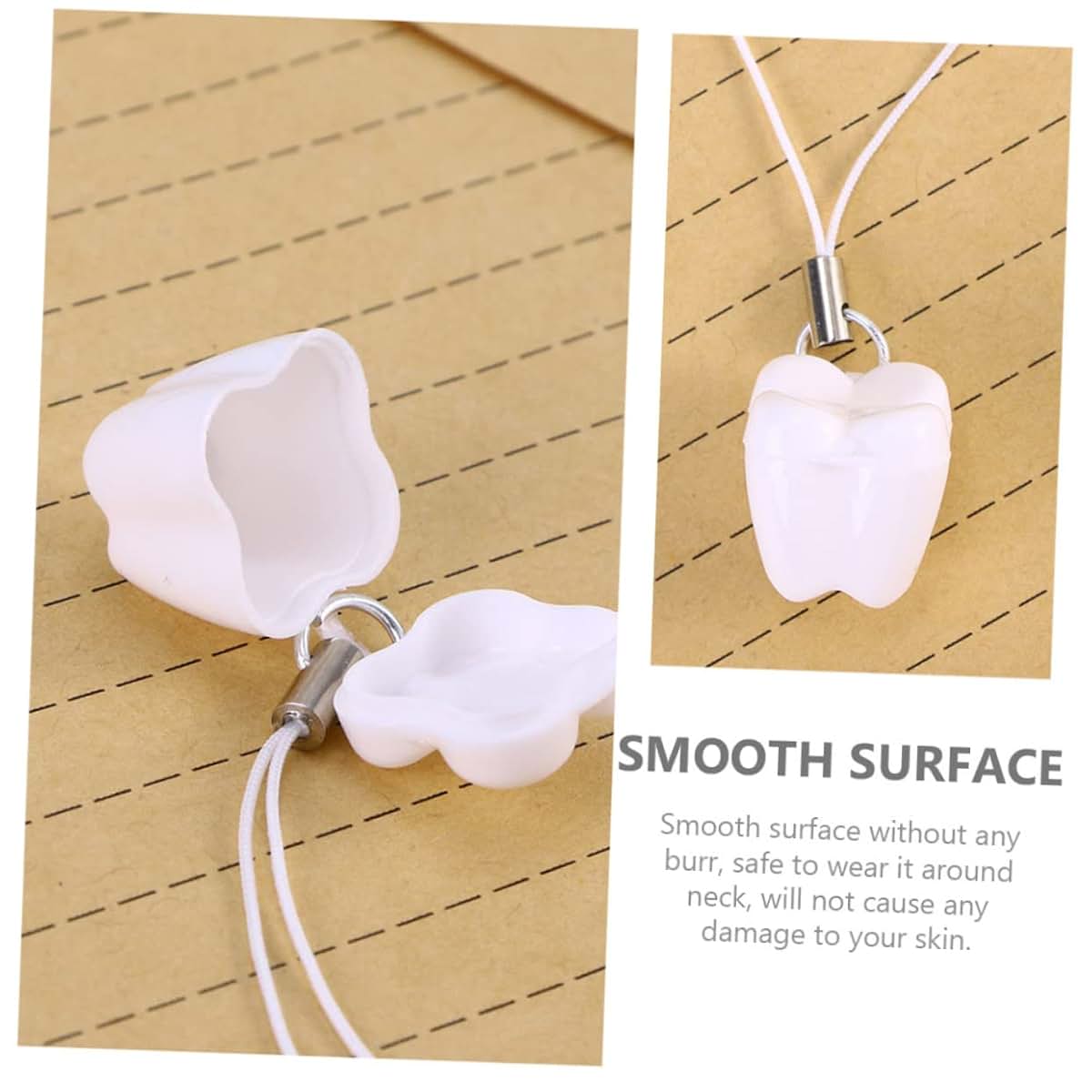 Toyandona 12pcs Plastic Tooth Holder Necklace Set - Teeth Shape White Finish Smooth Surface Keepsake Boxes