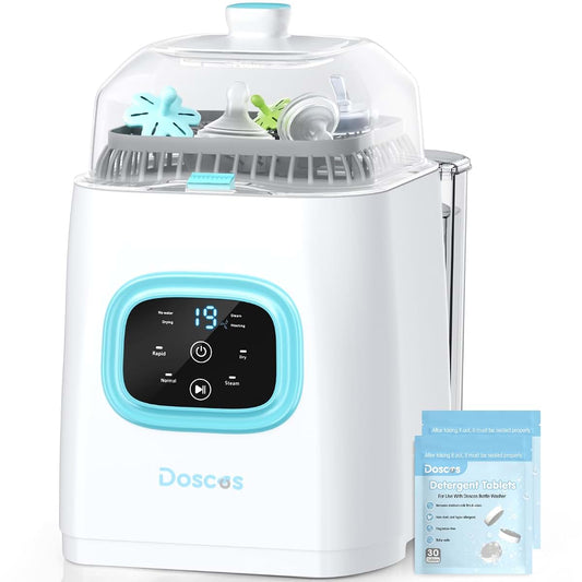 Doscos Bottle Washer Pro, All-in-One Baby Bottle Washer and Sterilizer & Dryer with 60 Detergent Tablets, Cleaning