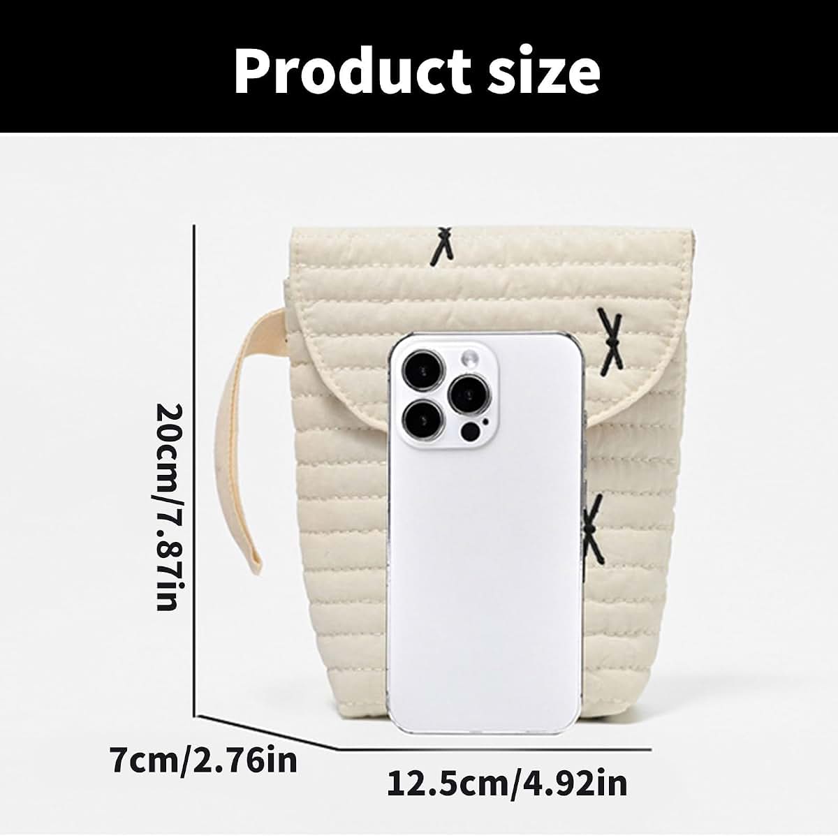 Psdndeww Cotton Strollers Hanging Bag Poratble Handbag Travel Case with Elegant Embroidery Detail for Baby Essential (photo 4)