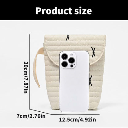 Psdndeww Cotton Strollers Hanging Bag Poratble Handbag Travel Case with Elegant Embroidery Detail for Baby Essential (photo 4)