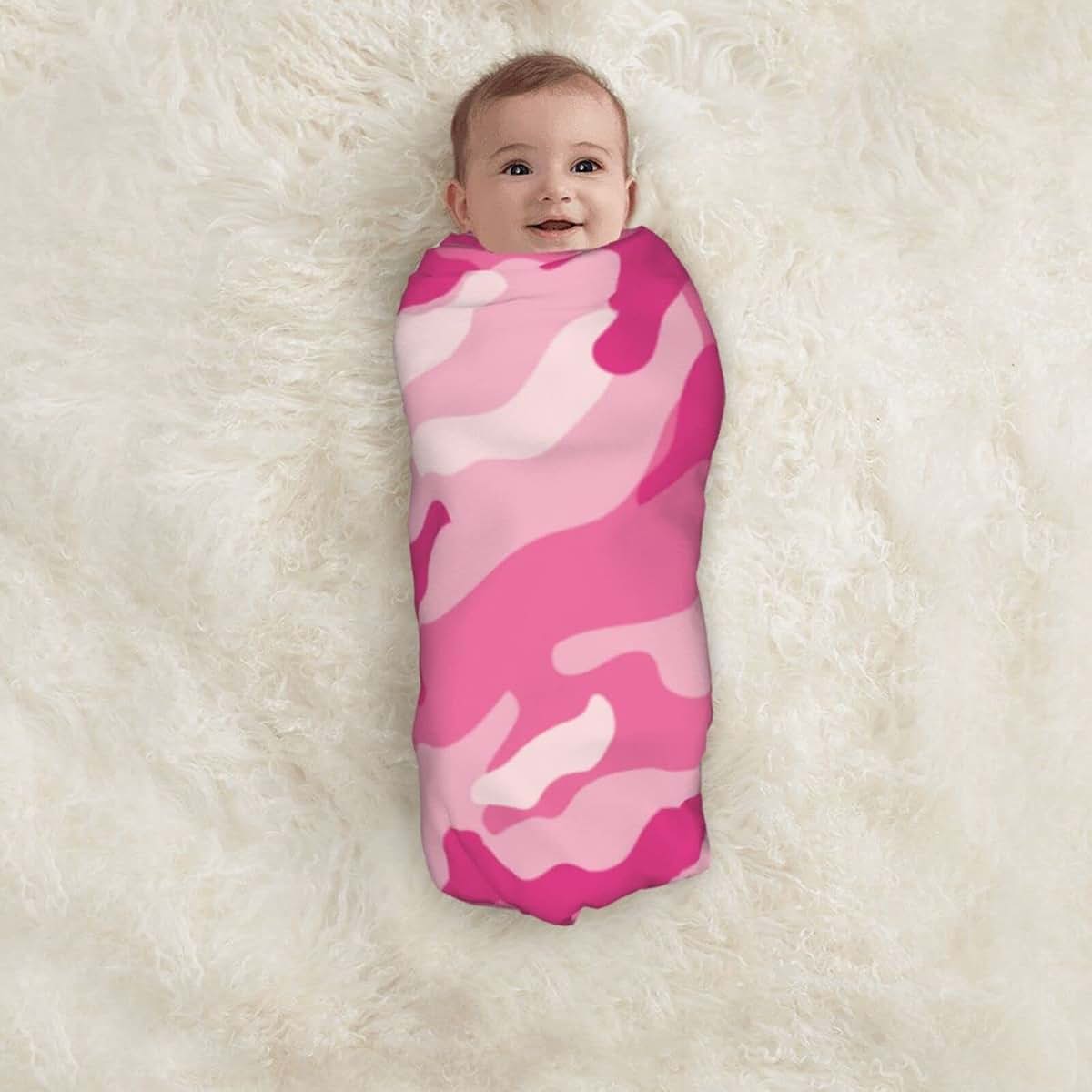 Eassen Pink Camouflage Pattern Baby Swaddle Blanket Unisex Receiving Blanket (photo 4)